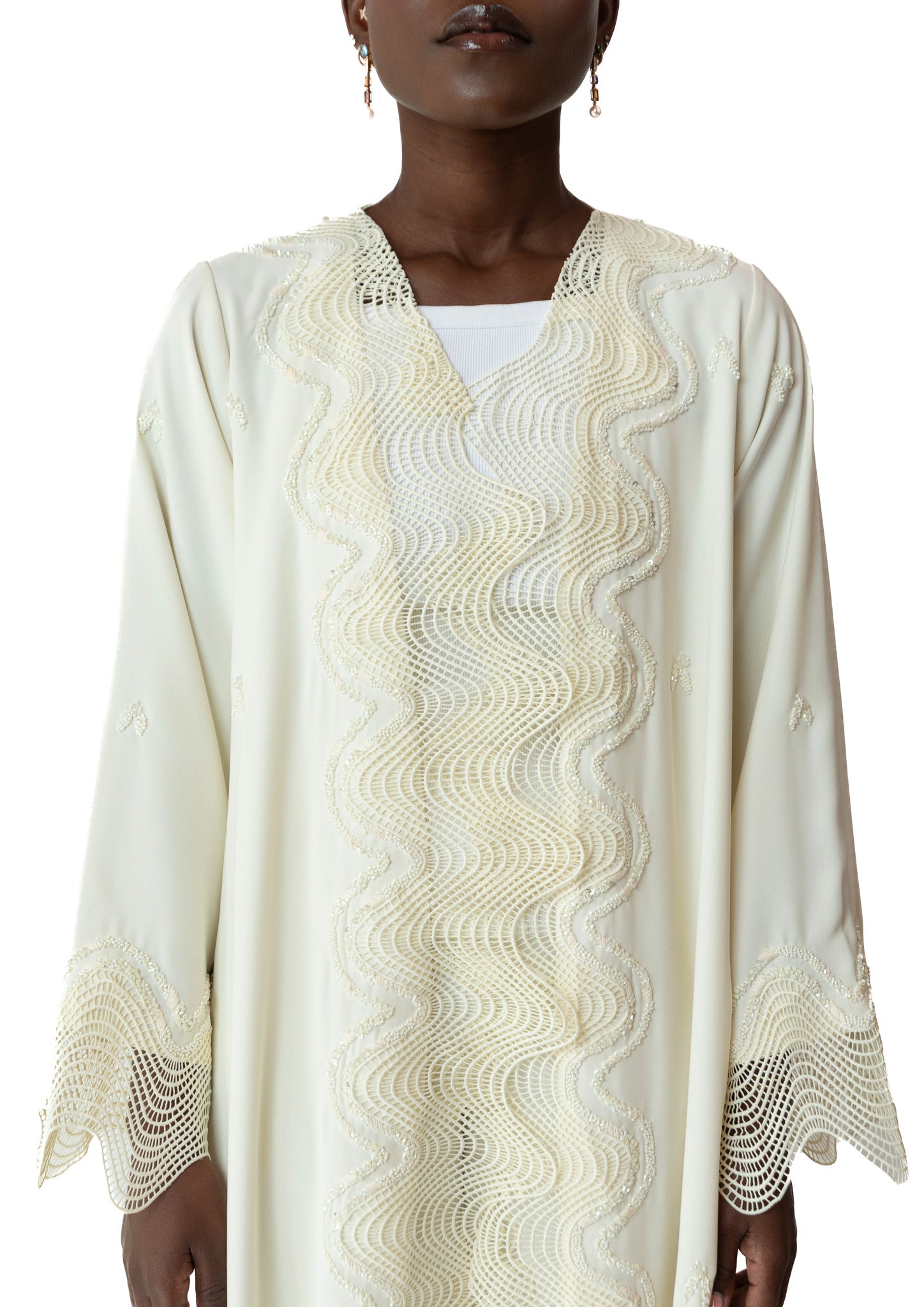 IVORY PEARL WAVES ABAYA