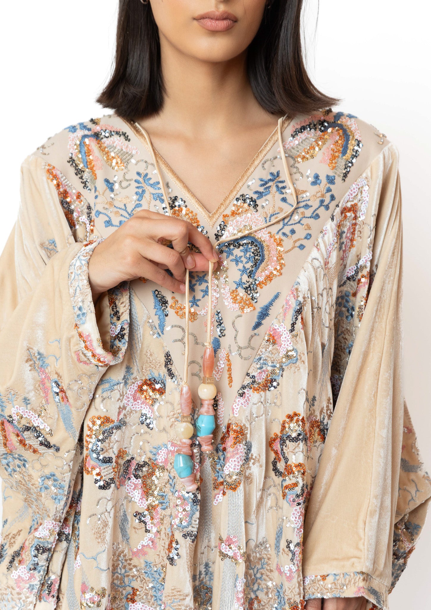 BEADED JEWELS IN BEIGE